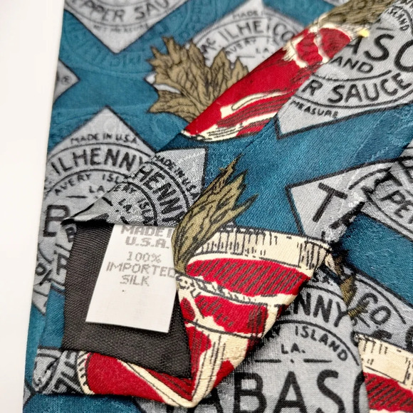 Tabasco Men's Novelty Silk Necktie Tie Bloody Mary Cocktail Made in USA 4 x 56 - Picture 4 of 9